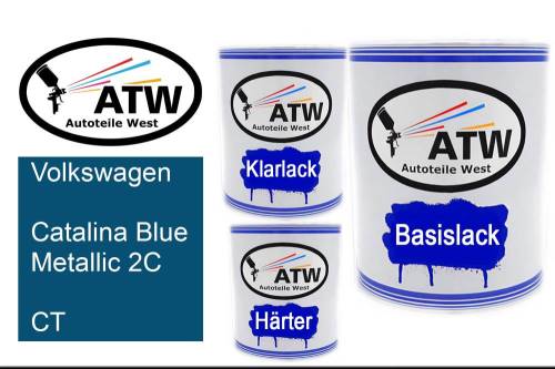 Volkswagen, Catalina Blue Metallic 2C, CT: 1L Lackdose + 1L Klarlack + 500ml Härter - Set, von ATW Autoteile West.